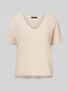 Oui Strickshirt mit V-Ausschnitt in Weiss, Größe 42