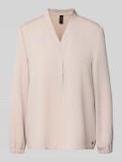 Marc Cain Regular Fit Bluse mit Tunka-Ausschnitt in Kitt, Größe 34