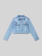 Happy Girls Regular Fit Jeansjacke mit Spitzenbordüre in Blau, Größe 1...
