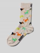 Happy Socks Socken mit Motiv-Stitching Modell 'Puppy Love' in Hellgrau...