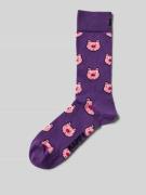Happy Socks Socken mit Motiv-Stitching Modell 'PIG' in Lila, Größe 41-...