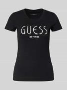Guess T-Shirt mit Label-Detail in Black, Größe L