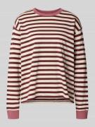 Jake*s Casual Longsleeve mit Rundhalsausschnitt in Aubergine, Größe L