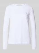Gant Longsleeve mit Rundhalsausschnitt und Logo-Stitching in Weiss, Gr...