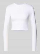 Karo Kauer Cropped Longsleeve mit Label-Patch in Weiss, Größe M