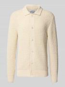 JAKE*S STUDIO MEN Strickjacke mit Strukturmuster und Polokragen in Ecr...