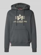 Alpha Industries Hoodie mit Label-Print in Anthrazit, Größe XXXL