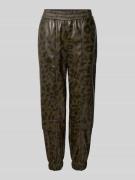Marc Cain Hose in Leder-Optik mit elastischem Bund in Khaki, Größe 34