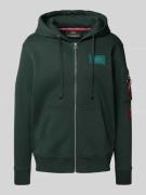 Alpha Industries Sweatjacke mit Logo-Patch und Känguru-Tasche in Petro...