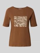 More & More T-Shirt mit Label-Detail in Mittelbraun, Größe 34
