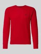 Polo Ralph Lauren Strickpullover mit Stehkragen in Rot, Größe L