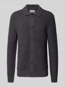 JAKE*S STUDIO MEN Strickjacke mit Strukturmuster und Polokragen in Ant...