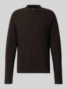 Jack & Jones Strickpullover mit Kentkragen in Dunkelbraun, Größe L