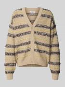 JAKE*S STUDIO MEN Strickjacke mit V-Ausschnitt in Beige, Größe L