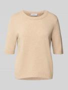 comma Strickpullover aus Woll-Mix mit 1/2-Arm in Sand, Größe 34