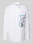 Milano Italy Regular Fit Hemdbluse mit Knopfleiste in Weiss, Größe 36