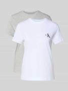Calvin Klein Jeans T-Shirt mit Label-Print im 2er-Pack in Hellgrau, Gr...