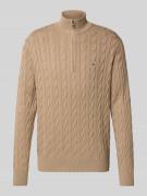 Tommy Hilfiger Regular Fit Troyer aus reiner Baumwolle in Taupe, Größe...