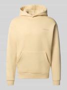 REVIEW Hoodie mit Label-Print in Beige, Größe L
