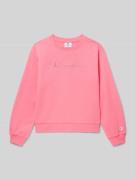CHAMPION Sweatshirt mit Label-Stitching in Pink, Größe 128