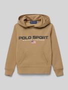 Polo Sport Hoodie mit Label-Print in Hellbraun, Größe M