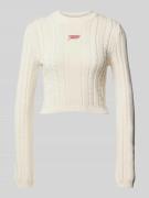 Tommy Jeans Strickpullover mit Label-Stitching in Offwhite, Größe M