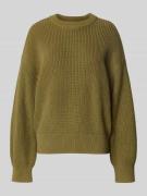 Jake*s Casual Oversized Strickpullover mit gerippten Abschlüssen in Ol...