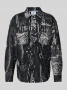 CARLO COLUCCI Loose Fit Hemdjacke mit Label-Stitching in Black, Größe ...