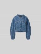 ROTATE Cropped Jeansjacke mit Ballonärmeln in Jeansblau, Größe 34