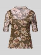 Zero Slim Fit T-Shirt mit Stehkragen und Rollsaum in Khaki, Größe 44