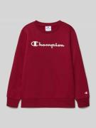 CHAMPION Sweatshirt mit Label-Print in Dunkelrot, Größe 128