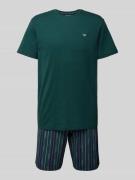Emporio Armani Pyjama mit Logo-Stitching in Bottle, Größe L