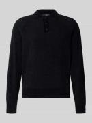 JAKE*S STUDIO MEN Strickpullover mit Polokragen in Black, Größe L