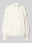 YAS Relaxed Fit Bluse mit Stickerei Modell 'ZIMIA' in Weiss, Größe 36