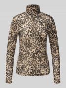 Marc Cain Longsleeve mit Allover-Animal-Print in Camel, Größe 38