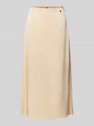 Marc Cain Midirock mit Logo-Applikation in Ecru, Größe 42