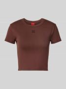 HUGO Slim-Fit T-Shirt aus Baumwoll-Mix Modell 'DELANOR' in Schoko, Grö...