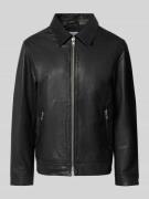 Jack & Jones Lederjacke mit Kentkragen Modell 'CASABLANCA' in BLACK, G...