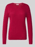 Christian Berg Woman Strickpullover mit Zopfmuster in Fuchsia, Größe L