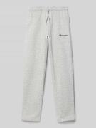 CHAMPION Straight Leg Sweatpants mit Label-Stitching in Mittelgrau Mel...