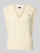 Polo Ralph Lauren Strickpullunder mit Zopfmuster in Ecru, Größe L