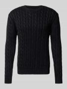 Replay Strickpullover mit Zopfmuster in Black, Größe L