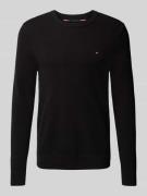 Tommy Hilfiger Regular Fit Strickpullover aus reiner Baumwolle in Blac...