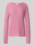 Fynch-Hatton Strickpullover mit gerippten Abschlüssen in Rose, Größe L