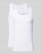Snocks Tanktop mit geripptem Rundhalsausschnitt im 2er-Pack in Weiss, ...