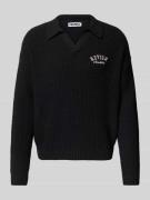 REVIEW Strickpullover mit Label-Stitching in Black, Größe S