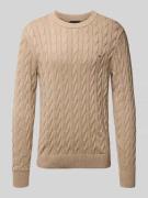 Tommy Hilfiger Regular Fit Strickpullover aus reiner Baumwolle in Taup...