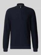 OLYMP Level Five Strickpullover mit Troyer-Kragen in Marine, Größe L