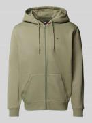 Tommy Jeans Regular Fit Sweatjacke aus Baumwoll-Mix in Oliv, Größe L