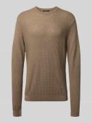 Emporio Armani Strickpullover mit gerippten Abschlüssen in Hellbraun, ...